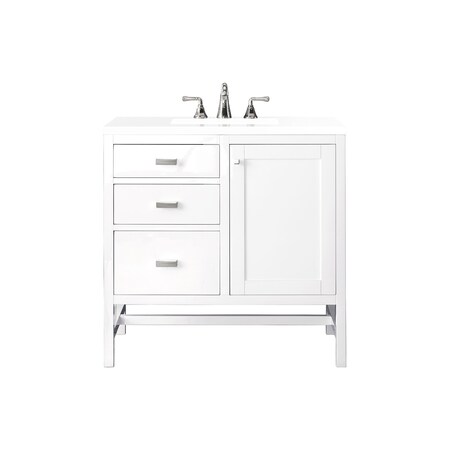 James Martin Vanities Addison 36in Single Vanity, Glossy White w/ 3 CM White Zeus Quartz Top E444-V36-GW-3WZ